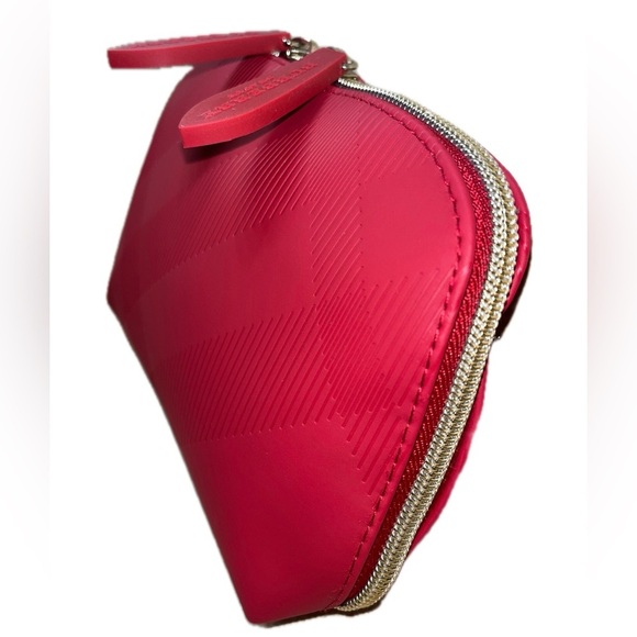 Burberry Cosmetic Travel Beauty Bag, Red, Gold-tone Double Zippers, NWOT - Picture 4 of 8